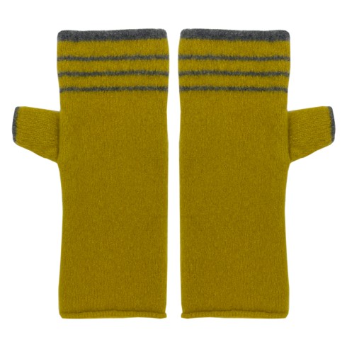 three striped gloves mustard yellow